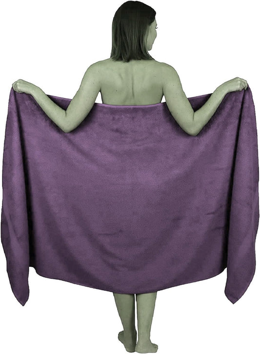 Wholesale Trade Dealz Extra Large Bath Sheet 100 x 200 cm Super Jumbo Big Bath Sheets Towels Beach Body Wrap XL Bath Towels 600-GSM (Purple)