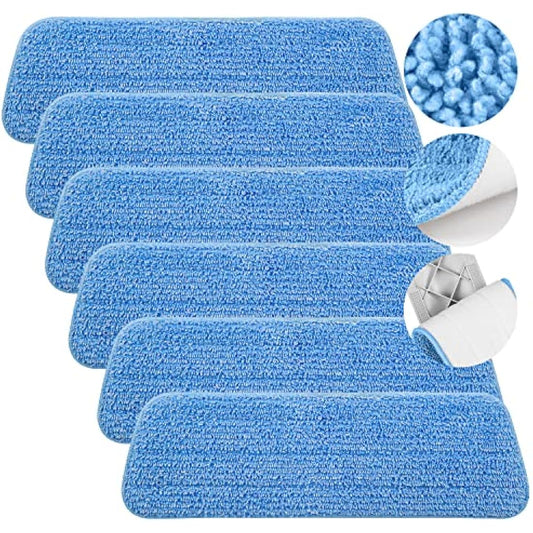 Mop Pads, ILAVCOOL 6 PCS Microfiber Mop Cleaning Pads Replacement Mop Pads Suitable for Wet and Dry Mops and All Spray Mops & Reveal Mops Washable