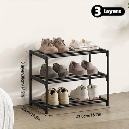 XIANGLV 3-Tier Shoe Rack, Slim Shoe Rack Storage, Anti-Rust Coating, Suitable For Dormitory, Rental House, Balcony, Stackable Narrow Shoe Shelf