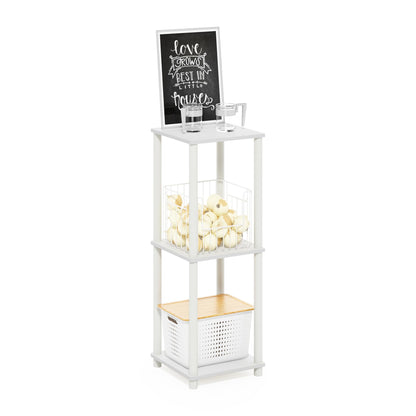 Furinno TURN-N-TUBE Side Table Set of 2, 2-Tier Stackable End Table with Open Shelf, Toolless Night Stand, Bedside Table, for Living Room, Bedroom