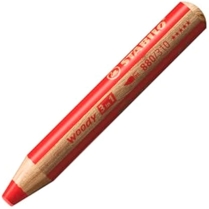 STABILO woody 3-in-1 - Multi-Talented Pencil - ARTY - Pack of 18 - Assorted Colours with Sharpener and Paint Brush