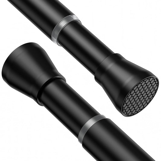 Shower Curtain Pole 115-195cm 1Pcs Extendable Curtain Poles No Drilling Black Tension Rods for Curtains Non-Slip Shower Curtain Rail Non-Rust for