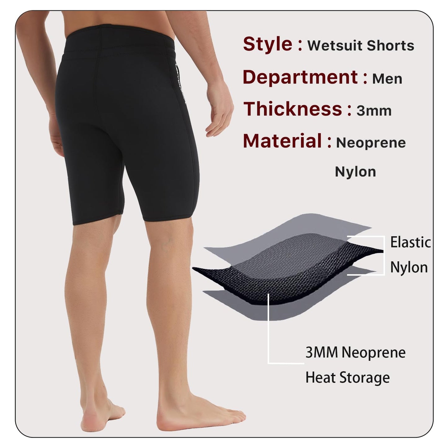 Lemorecn Wetsuits Pants Shorts 3mm Neoprene Canoeing Swimming Pants(UK1035-2XL)