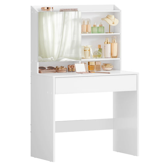 VASAGLE KAILYN Collection - Dressing Table, Vanity Desk with Mirror and Drawer, Makeup Table, Adjustable Shelves, Modern Design, 40 x 70 x 135 cm,