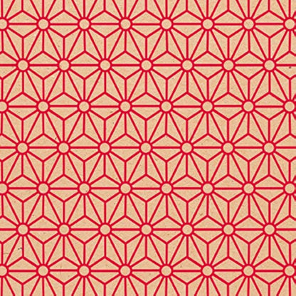 Clairefontaine - Ref 223802C - Recycled Kraft Long Roll Wrapping Paper (Single Roll) - 70cm Width x 50m Length, 70gsm Recycled Kraft Paper - Red Geometric Design