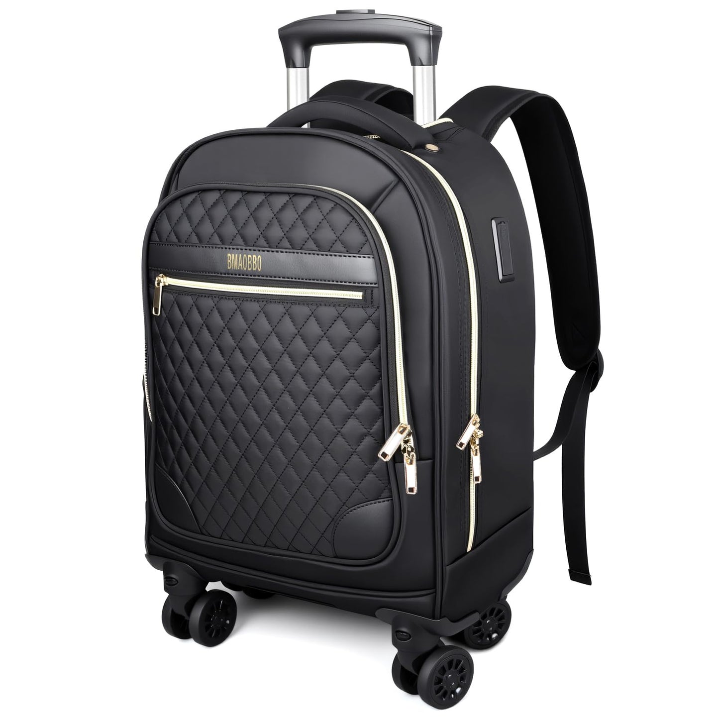 Women's 15.6" Wheeled Backpack -Lightweight Travel Trolley Carry-On Luggage (52x32x20cm) -Waterproof laptop bag on wheels & Telescopic Handle for