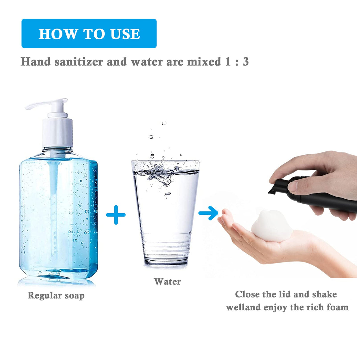 FRCOLOR Travel Foaming Bottle Dispenser 4.7Oz Spill-Proof Pump for Lash Foam Cleanser Soap with Stable Base for Home Camping Party Use