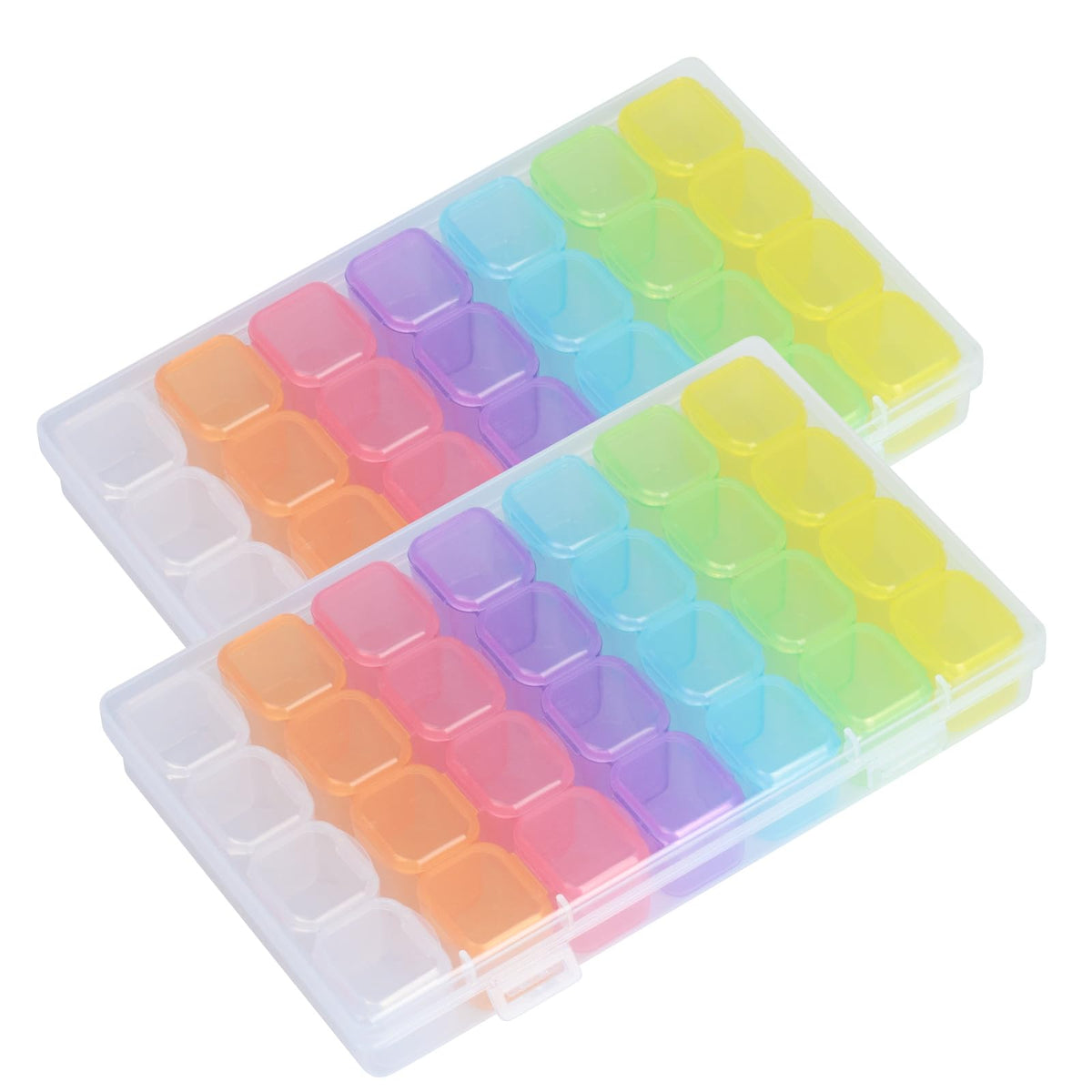 SUSNUAN 2 Pack Bead Storage Box, Diamond Painting Container, 28 Grids Colorful Plastic Box Removable