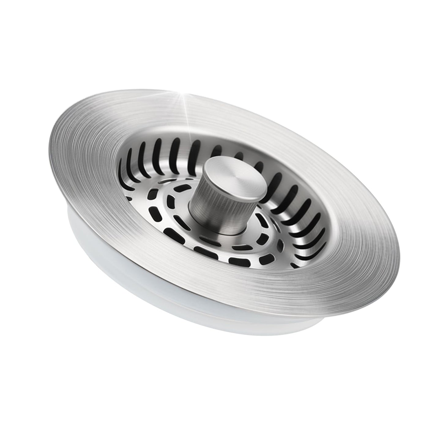 Hibbent 3-in-1 Kitchen Sink Plug, Stainless Steel Strainer, Brushed Nickel