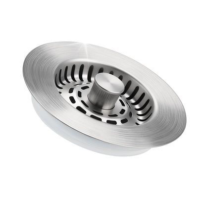 Hibbent 3-in-1 Kitchen Sink Plug, Stainless Steel Strainer, Brushed Nickel
