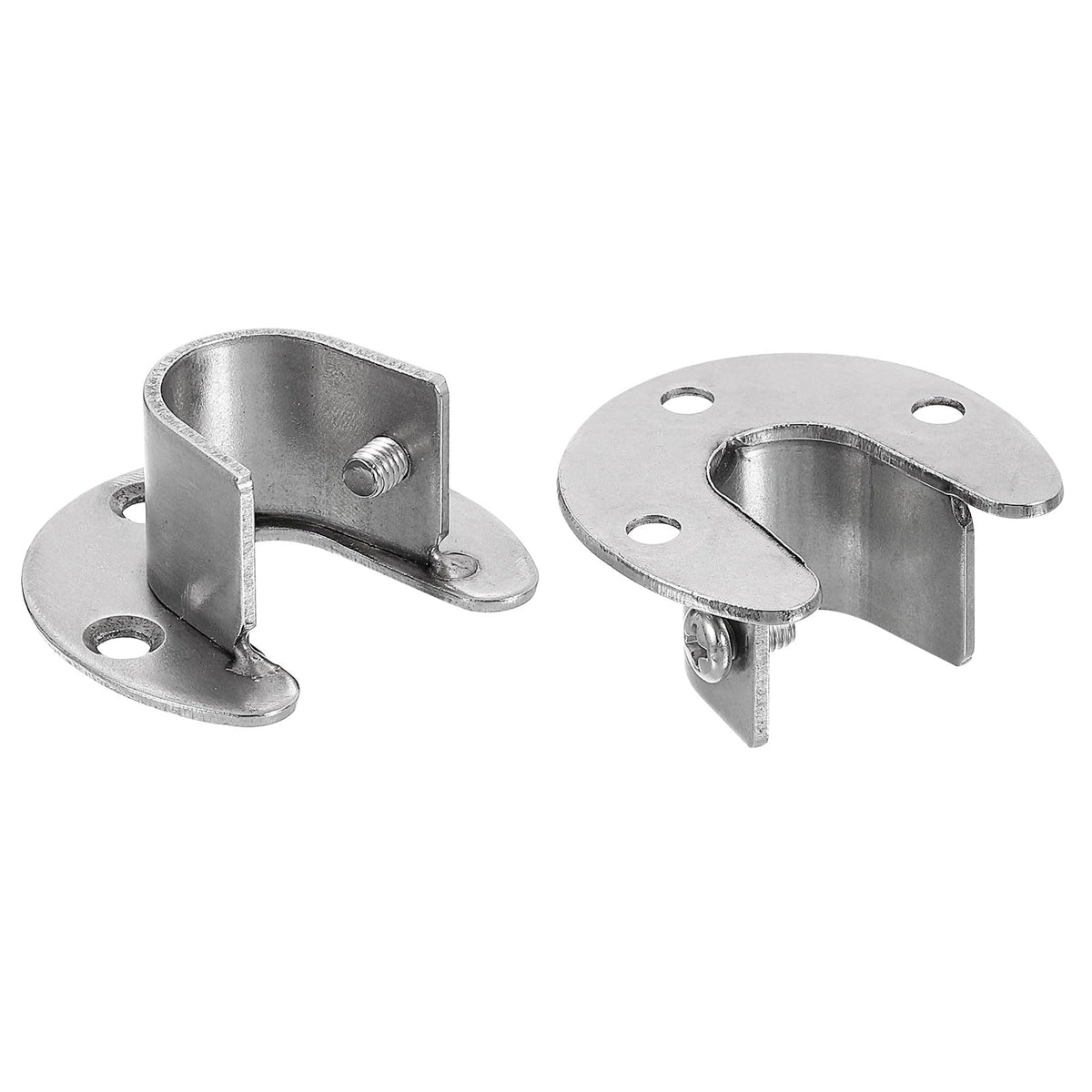 sourcing map 4pcs Stainless Steel Closet Rod Holder Set U-Shaped 0.79" Dia Shower Rod Flange Socket Wardrobe Bracket with Screwdriver and Expansion