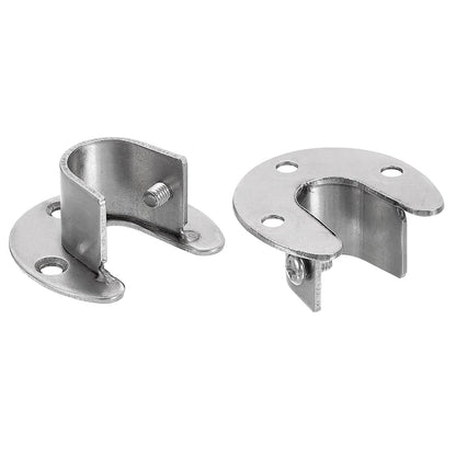sourcing map 4pcs Stainless Steel Closet Rod Holder Set U-Shaped 0.79" Dia Shower Rod Flange Socket Wardrobe Bracket with Screwdriver and Expansion