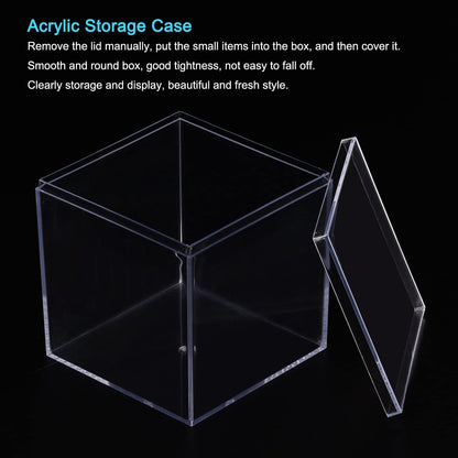 TA-VIGOR Acrylic Display Boxes 2Pcs 5.1 x 5.1 x 5.1cm with Lids