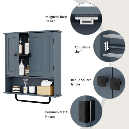 RRX Bathroom Cabinet Wall Mounted Medicine Cabinets with Towels Bar (Gray)