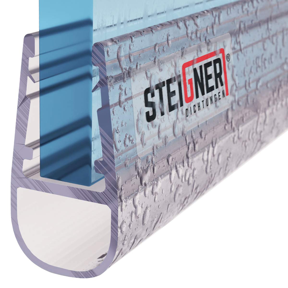 STEIGNER UK07 80cm Shower Seal for 6/7 / 8mm Glass Shower Doors and Panels Stops Leaks and Creates A Barrier