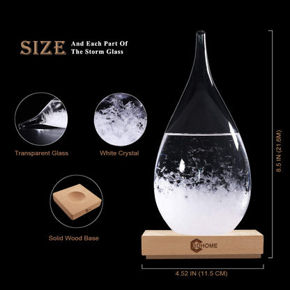 Storm Glass Christmas Unique Gifts, Stylish Creative Desktop Decorative Bottle Water Drop Glass Barometer Weather Forecast Bottle Weather Station,