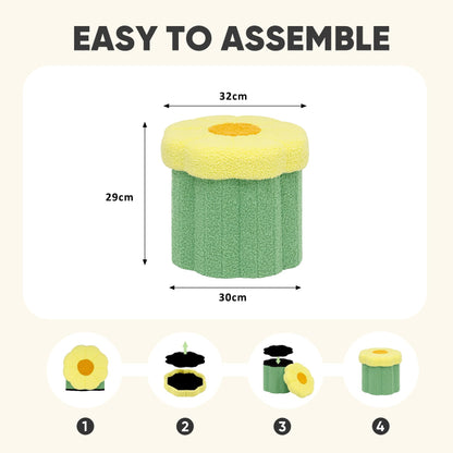 PINPLUS Small Folding Storage Ottoman with Lid, 32x32x29 cm, Green