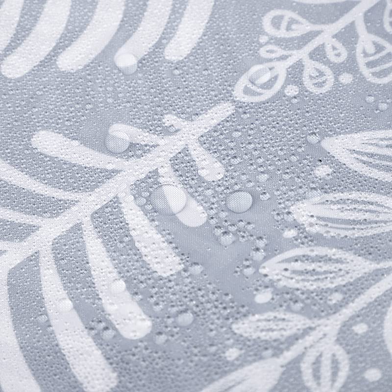 VIROSA Grey Leaf Shower Curtain for Bathroom Anti Mould, Mildew Resistant | 180 x 180 cm (71 x 71 Inch) | Water Repellent Fabric | 100% Polyester