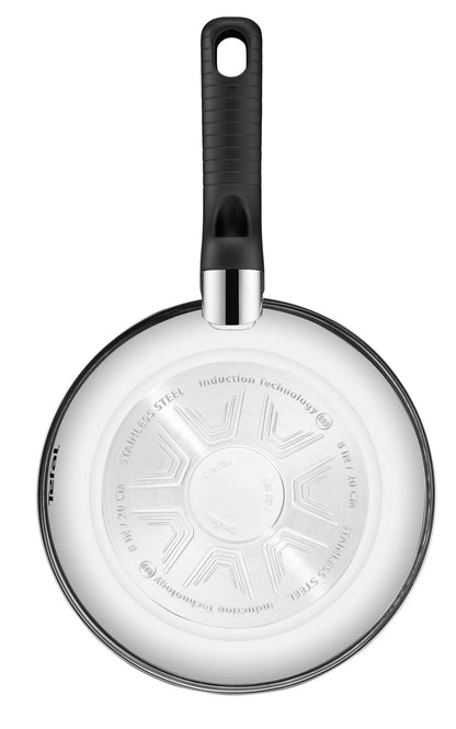 Tefal Comfort Max 26cm Stainless Steel Frying Pan  Durable Non-Stick Pan with Thermo-Spot Heat Indicator, Induction Compatible Base, Comfortable Grip
