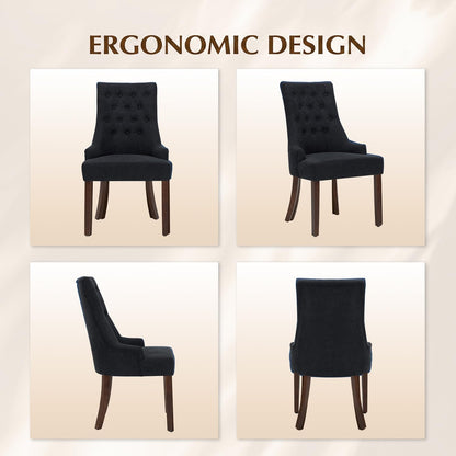 MALOL Upholstered Dining Chairs Set of 4, Wingback Dining Room Chairs with Tufted Button, High Back Kitchen Chairs with Solid Wood Legs