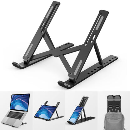Portable Laptop Stand,10 Levels Height Adjustable Laptop Holder,Lightweight ABS+Silicone Foldable Laptops Riser,Notebook Cooling Stand PC Riser for