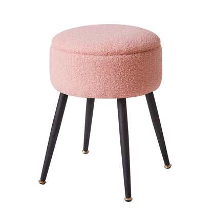 Aibiju Stool Chair for Dressing Table, Round Vanity Stool with Storage, Small Side Table with 4 Metal Legs for Home Living Room Fitting Room Bedroom