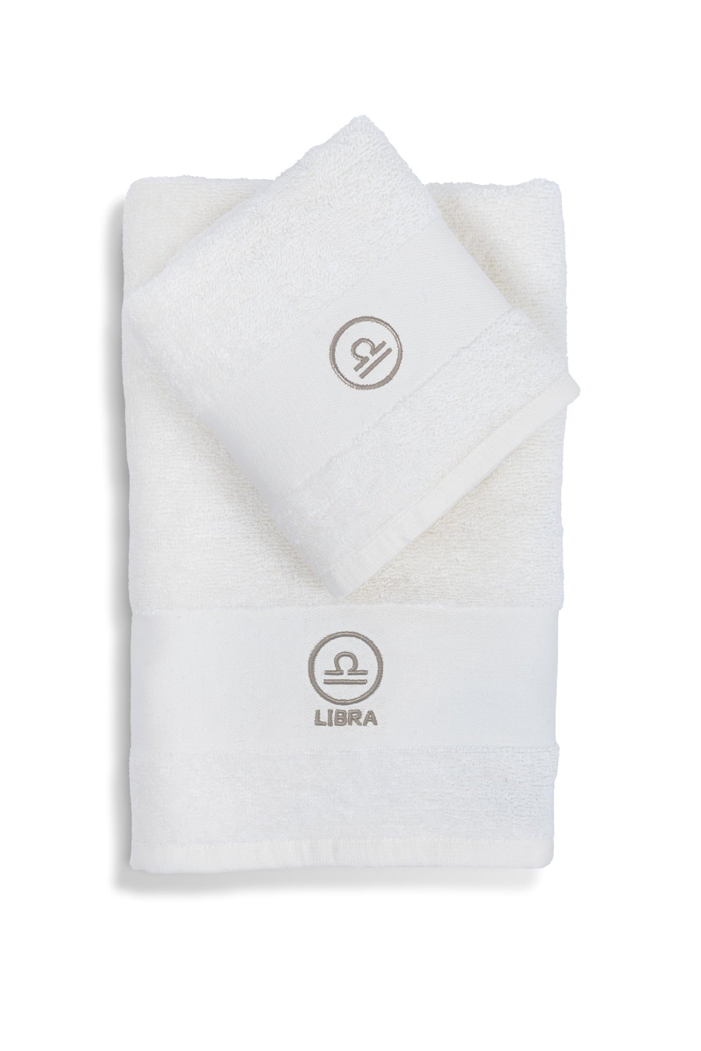 zer0bed Zodiac Zodiac Bath Towel Set, Set of 2, Face Towel, Guest Towel-Bidet, 100% Cotton, Plain with Embroidery, Scales