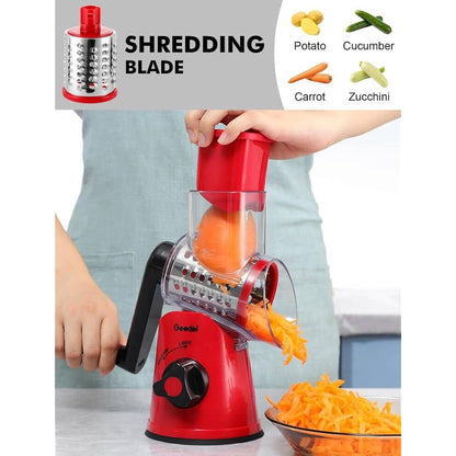 Rotary Cheese Grater, Vegetable Slicer with Three Drum Blades, Grater for Kitchen Faster and Easy Cutting, Rotary Drum Grater Ideal for Cheese, Cucumber, Carrot, Nuts, etc.