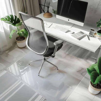 Nicoman Frosted (Semi-Clear) Chair Mat, Non-Slip PVC Wooden Floor Protector Mat with Round Edge