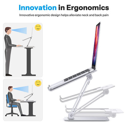 OMOTON Aluminum Laptop Stand for Desk, Laptop Riser with Adjustable Height