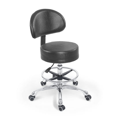 Grace & Grace Height Adjustable Rolling Swivel Stool Chair with Extra Large and Extra Thick Round Seat and Comfortable Backrest Heavy Duty Metal Base