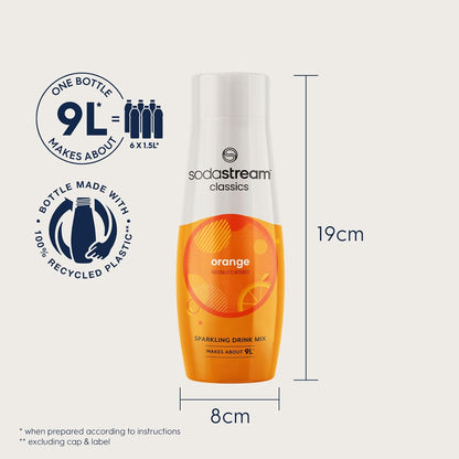 Flavours Orange Mix, Fizzy Drink Maker Concentrate with Natural Fruit Flavouring, Aspartame Free SodaStream Syrup, Fizzy Orange Sparkling Water Flavouring - 6X 440ml Multi Pack