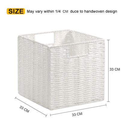 Vagusicc 2-Pack Wicker Storage Basket with Handles, Foldable Storage Organizer Bins for Shelves
