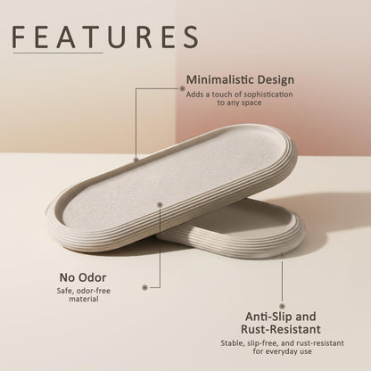 Blissilk Resin Vanity Tray, 26 x 11 x 2.3 cm Non Slip Bathroom Tray, Countertop Organizer for Perfume, Cosmetics, & Jewelry