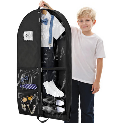 Costume Garment Bags for Dancers, Garment Bags with 3 Clear Zipper Pockets, Clothes Covers Protector Bags for Suits, Travel & Sports Jersey
