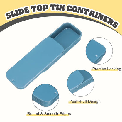 sourcing map 6Pcs Slide Top Tin Containers, Mini Metal Empty Tins Box with Sliding Lids, 3.1"x1.3"x0.4" Rectangular Storage Organizers for Lip Balm