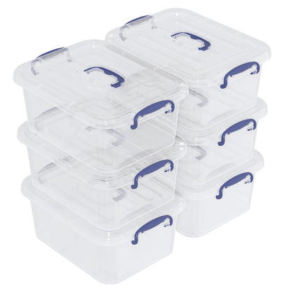 Tyminin 6 Packs Clear Plastic Storage Boxes with Clear Lids, Small Latch Bins, 8 Litre, T