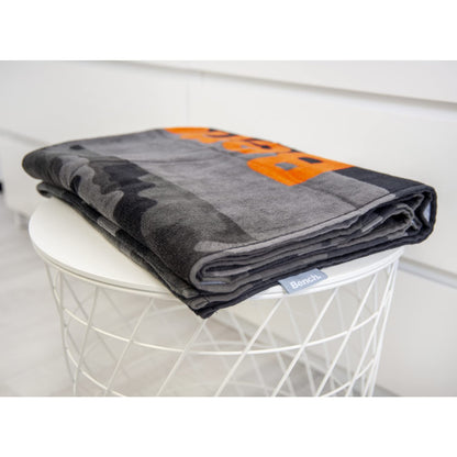 Herding Bench Nature Inspired Beach and Sauna Towel, 80 x 180 cm, 100% Cotton, Velour, with Hanger, Colour: Grey camouflage pattern, item no.