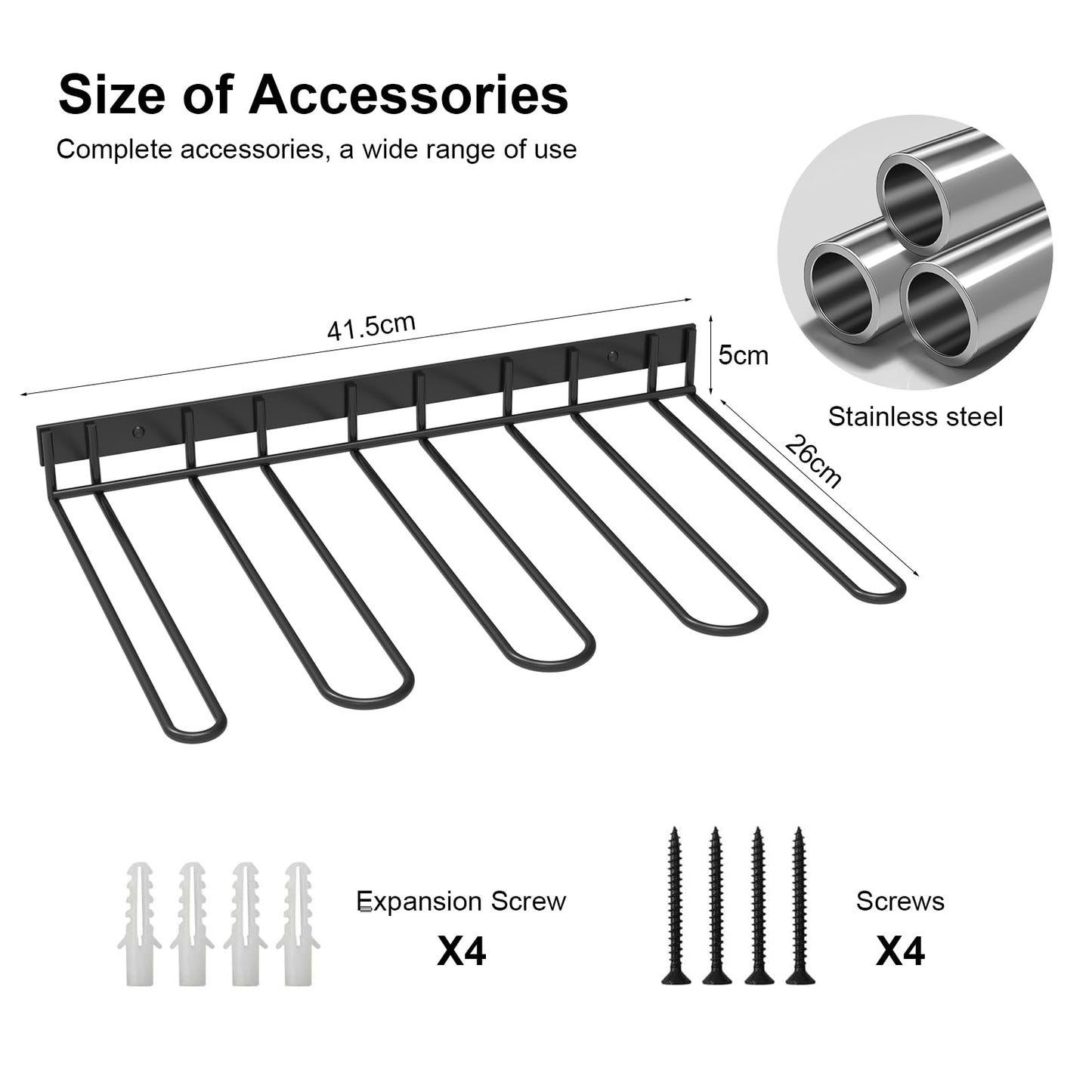 Beowanzk Wall Mounted Boot Rack Organiser | Heavy Duty Metal Shoe Rack for 2 Pairs of Shoes | Space Saving Overhanging Design | Keeps Boots Dry