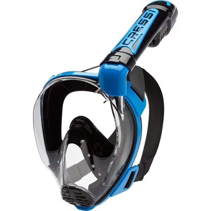 Cressi Duke Full Face Snorkel Dry Mask - Available in Standard Version or with Action Cam Holder, Adult Unisex, Black / Blue, M/L