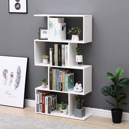 ETNIC ART Bookcase White Shelf Modern Contemporary Contemporary Partition Double-Sided Wood Home 70x23.5x127.5 Freestanding Shelves Shelves Bookcase