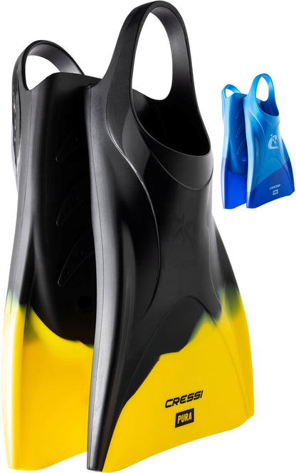 CRESSI Adult Swim Fins - Flexible Silicone for Comfortable and Durable Use, Black/Yellow, 38/40 - Pura: Designed in Italy