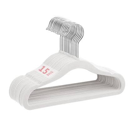 MangoKit Non-Slip Baby Velvet Hangers, Newborn Coat Hangers 15 Pack White