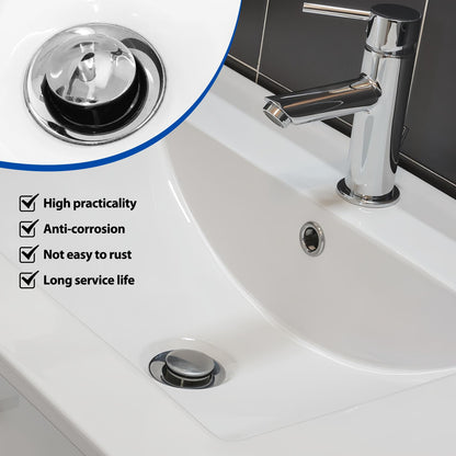 Tuwonwa Adjustable Pop-Up Bathtub & Basin Drain Plug, Copper & Rubber, 1.73 Inch (44mm), Silver