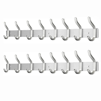 MEIJO Coat Hooks Wall Mounted, Coat Rack Wall Mounted Stainless Steel with 8 Hooks Heavy Duty Coat Hooks for Door, Bedroom, Bathroom, Kitchen