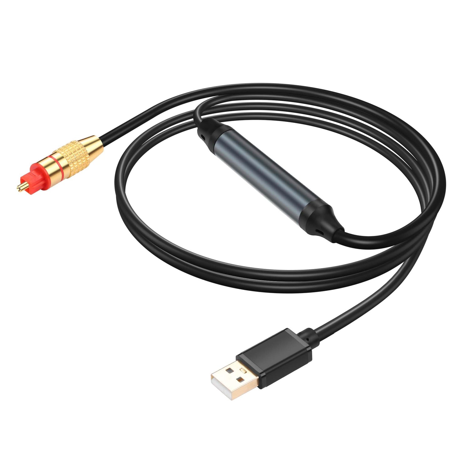 GINTOOYUN USB to Optical Audio Adapter - USB A to Fiber Optic SPDIF Port Connection - 2M/6.5FT Jack Audio Converter Cable for Computer and Laptop