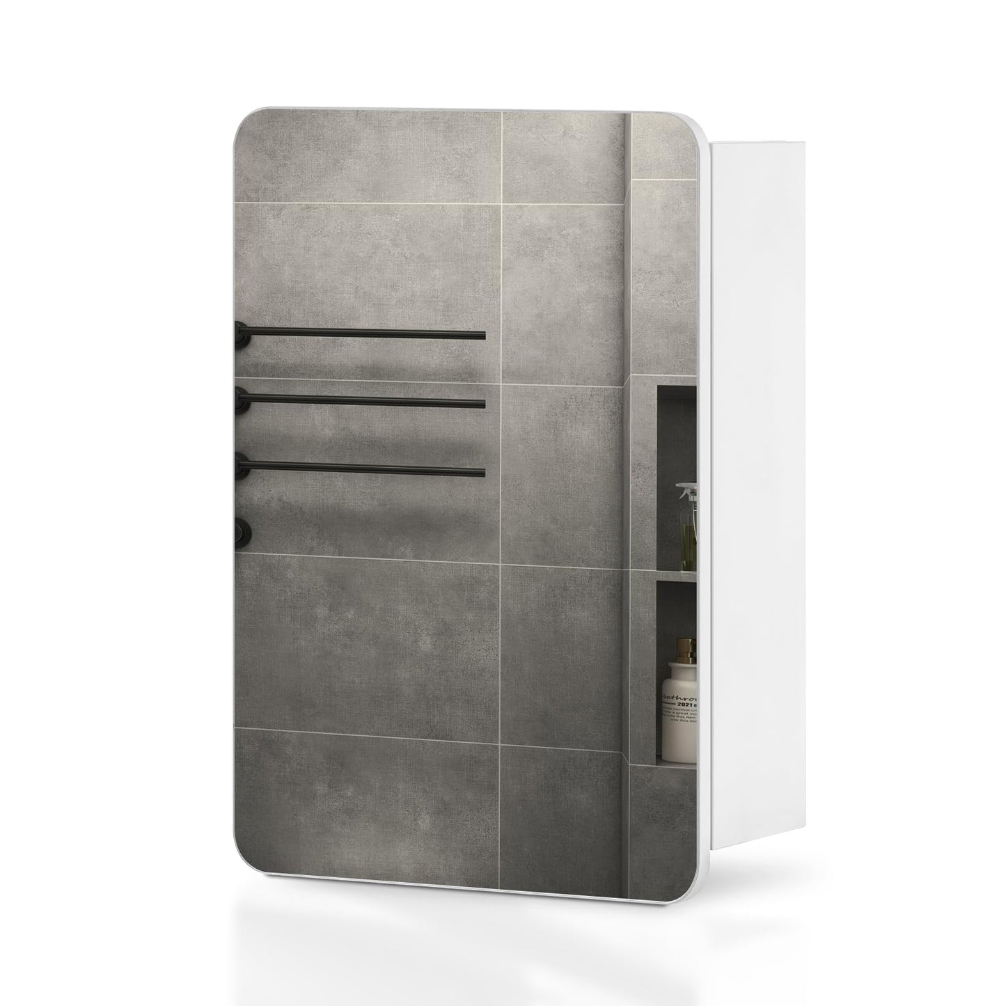 TUKAILAi 40x50cm Single Door Bathroom Mirror Cabinet with Magnifying Mirror