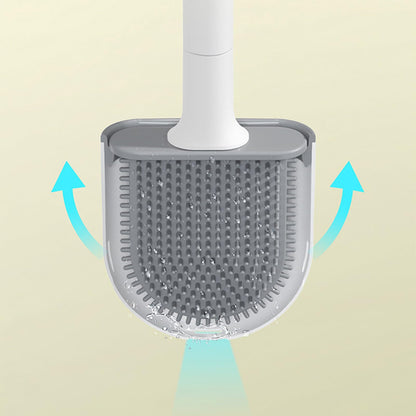 Lansonee Silicone Toilet Brush with Holder, White