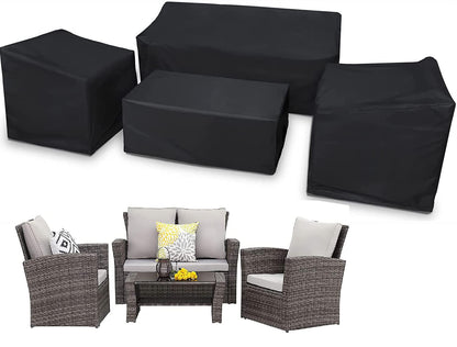 Patio Furniture Cover 4-Piece,Outdoor Garden Furniture Covers ,Upgraded 420D Heavy Duty Oxford Fabric Garden Table Cover with Air Vent Windproof Patio
