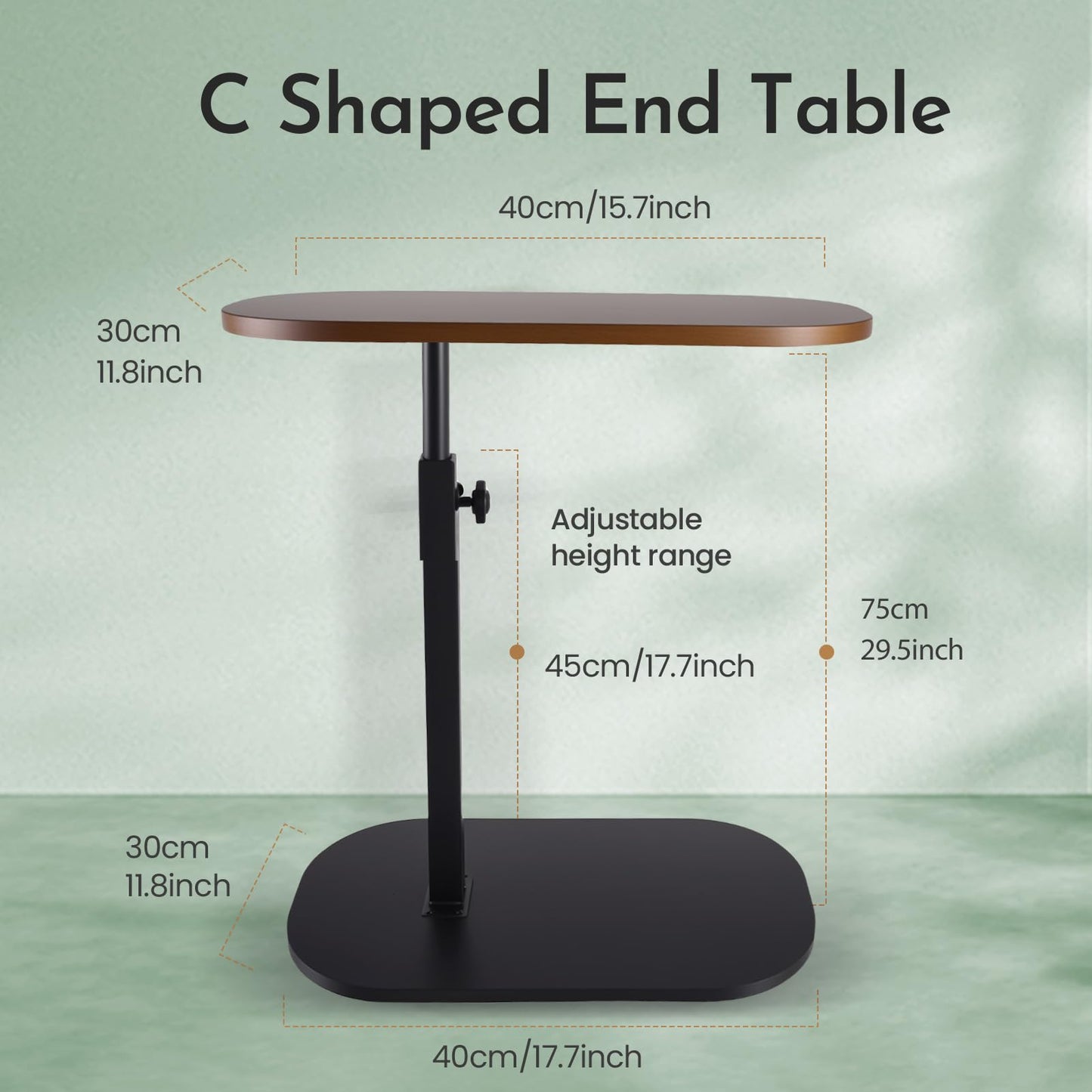 C-Shaped Side End Table, Adjustable Height Sofa Side Table, 360 Degree Rotating TV Tray, Perfect for Small Spaces, Sliding Rotating Bedside Table
